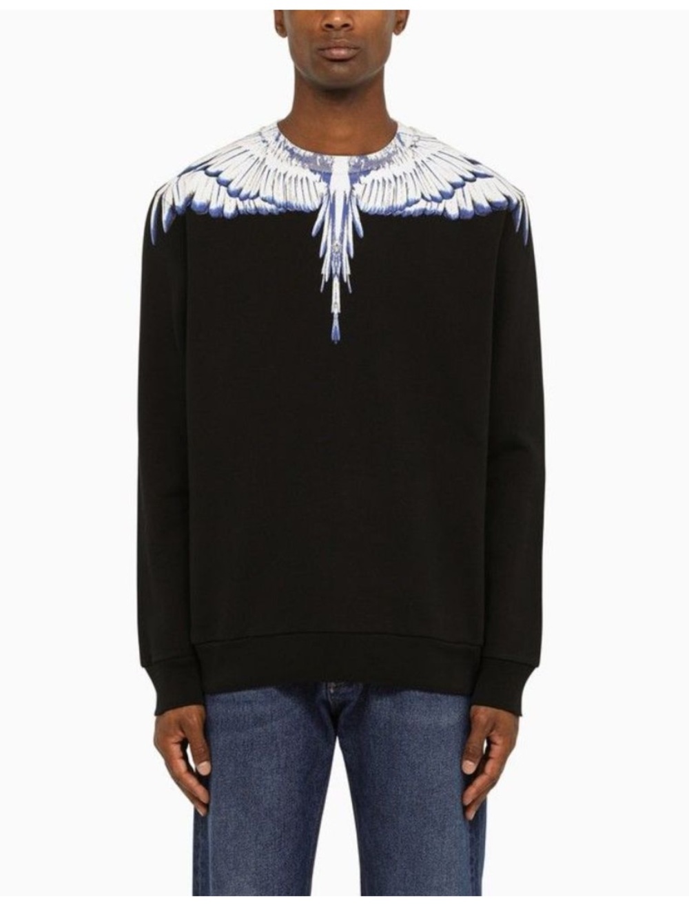 Marcelo Burlon Black Cotton Wings Sweatshirt Blue White Wingspan Men’s L